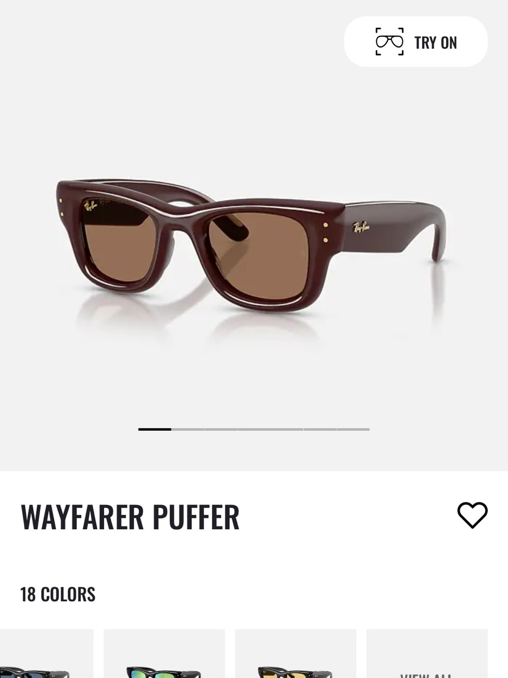 Ray-Ban Wayfarer Puffer Sunglasses - Dark Brown Frame with Brown Lenses